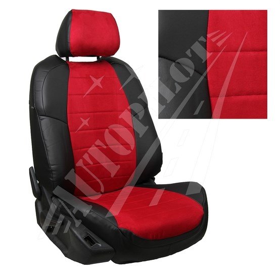 Авточехлы KIA-Rio 3 Sd 40\60 с 2011 (Алькантара) чер+крас