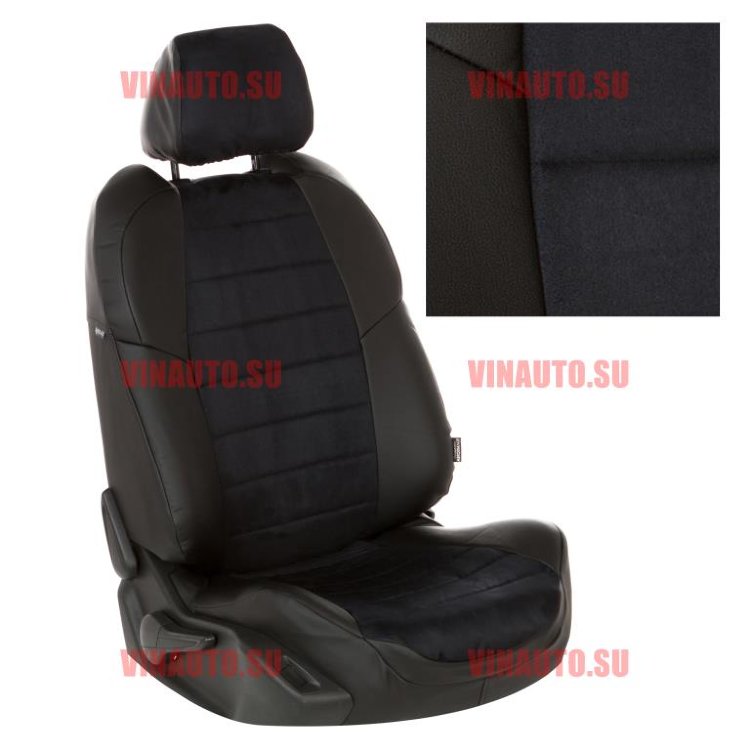 Авточехлы HYUNDAI-Solaris I hb/KIA-Rio III hb 2010-2017 (Алькантара) чер+чер Авточехлы HYUNDAI-Solaris I hb/KIA-Rio III hb 2010-2017 (Алькантара) чер+чер