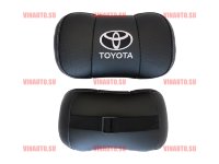Автомобильные подушки для шеи TOYOTA надпись серая (Аригон) чер+чер