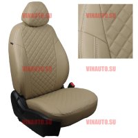 Авточехлы RENAULT-Sandero II/Logan II 14- (с подуш. безопасности) (Ромб) тем.беж+тем.беж