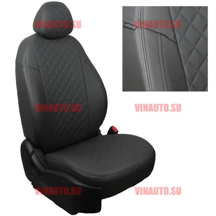 Авточехлы KIA-Cerato Sd с 04-09 (Ромб) тем.сер+тем.сер
