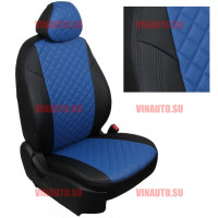 Авточехлы NISSAN-Qashqai 2007-2014 (Ромб) чер+синий