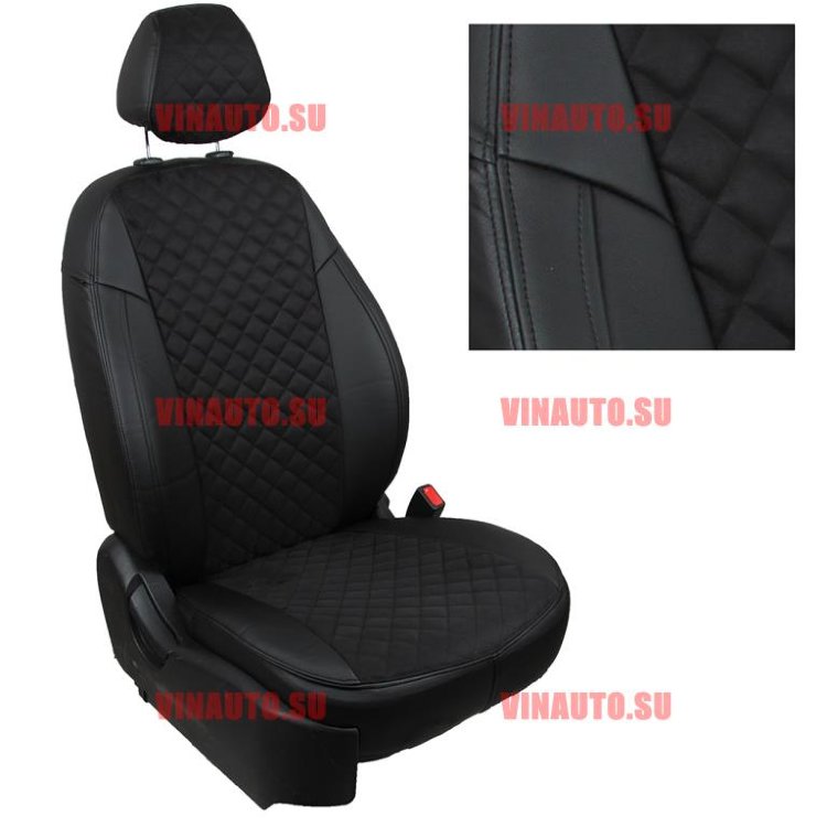Авточехлы HYUNDAI- Elantra III (XD) 2000-2007 (Ромб-Алькантара) чер+чер Авточехлы HYUNDAI- Elantra III (XD) 2000-2007 (Ромб-Алькантара) чер+чер