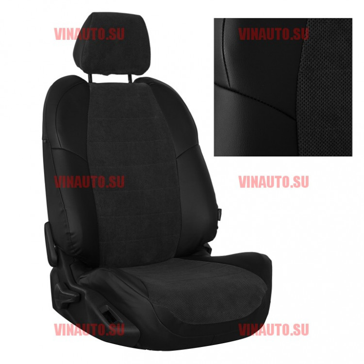Авточехлы HYUNDAI-Solaris I hb/KIA-Rio III hb 2010-2017 (Велюр) чер+чер